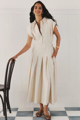 Ecru Quince Midi Shirt Dress